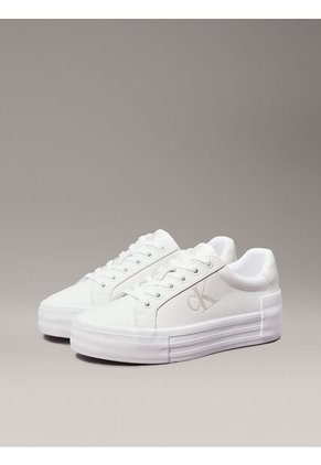 Tenis Blanco De Plataforma De Cuero Calvin Klein