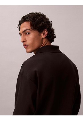 Polo Negro Manga Larga De Canalé Doble Cara Calvin Klein
