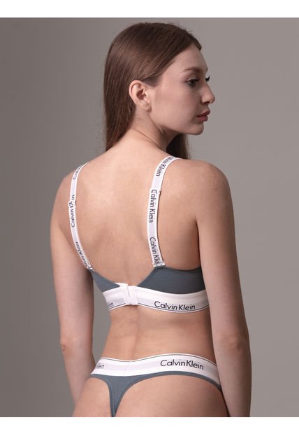 Bralette Gris Con Logo Distintivo Calvin Klein