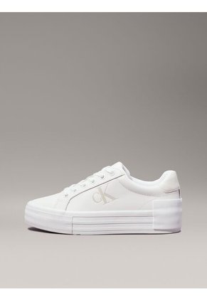 Tenis Blanco De Plataforma De Cuero Calvin Klein