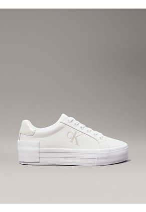 Tenis Blanco De Plataforma De Cuero Calvin Klein