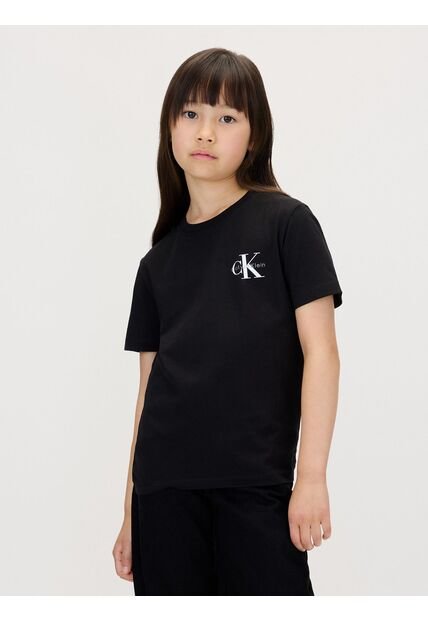 Camiseta Negra Infantil Con Monograma Calvin Klein
