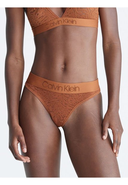 Pantie Cafe Tipo Tanga Con Encaje Tonal - Intrinsic Calvin Klein