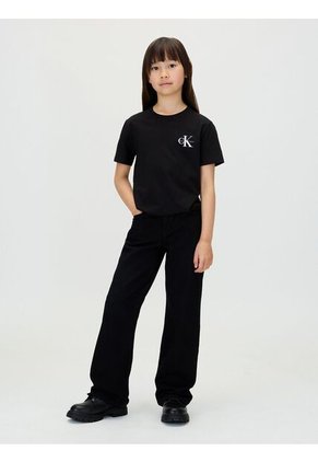 Camiseta Negra Infantil Con Monograma Calvin Klein