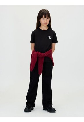Camiseta Negra Infantil Con Monograma Calvin Klein
