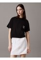 Camiseta Negra Cropped Con Escudo Con Logo Calvin Klein de Calvin Klein