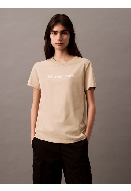 Camiseta Gris Con Logo Calvin Klein