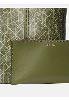 Bolso Verde Tote Con Logo Monograma Con Bolsito Calvin Klein