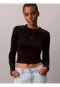 Camiseta Negra Manga Larga Ajustada Con Monograma Calvin Klein de Calvin Klein