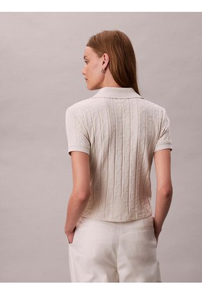 Polo Blanco De Jacquard De Logo Y Cierre De Botones Calvin Klein