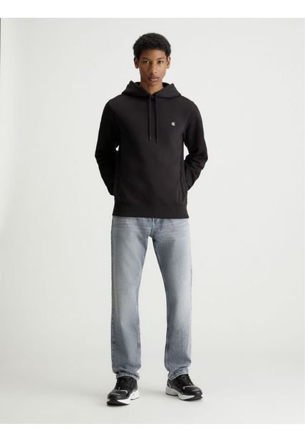 Buzo Negro Con Capota De Algodón Con Insignia Calvin Klein