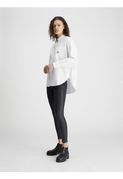 Camisa Blanca Relaxed Con Bolsillo Calvin Klein