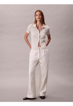 Polo Blanco De Jacquard De Logo Y Cierre De Botones Calvin Klein