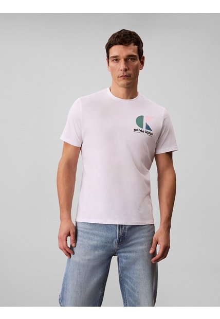 Camiseta Blanca Con Monograma Gráfico Calvin Klein