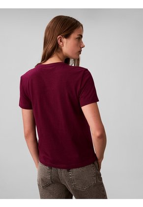 Camiseta Roja De Algodón Con Logo De Archivo Calvin Klein