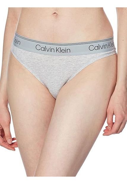 Tanga Gris Con Cintura Elástica Gruesa Con Logo Calvin Klein