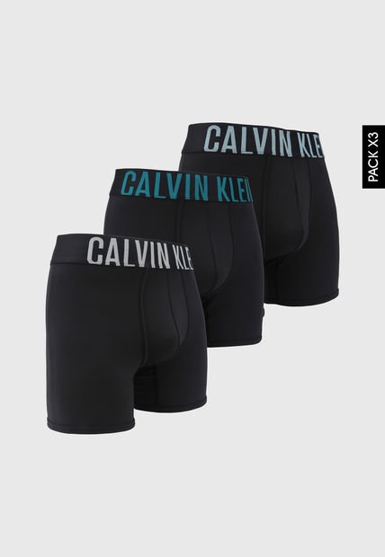 Bóxer x3 Negro-Gris-Turquesa Calvin Klein