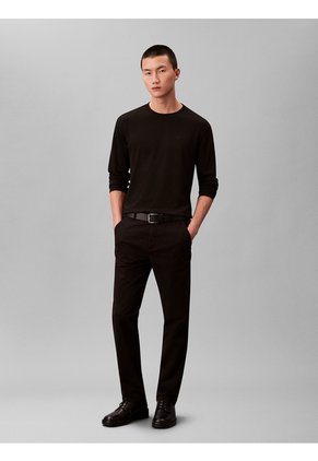 Camiseta Negra Manga Larga De Algodón Supima Interlock Calvin Klein