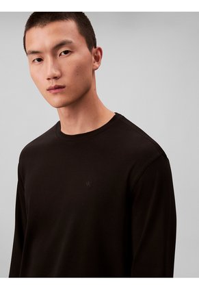 Camiseta Negra Manga Larga De Algodón Supima Interlock Calvin Klein