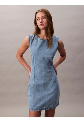 Vestido Azul De Mangas Casquillo Con Espalda Descubierta Calvin Klein