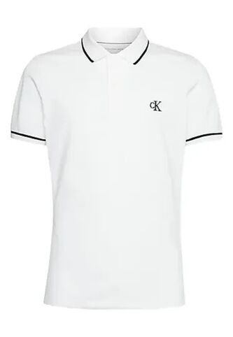 Polo Blanco Regular Con Ribetes A Contraste Calvin Klein Calvin Klein