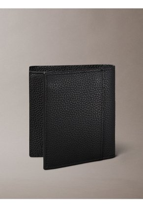 Billetera Negra Plegada Slim Con Logo Grabado Calvin Klein