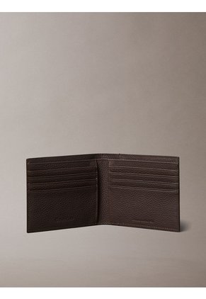 Billetera Negra Plegada Con Logo Grabado Calvin Klein