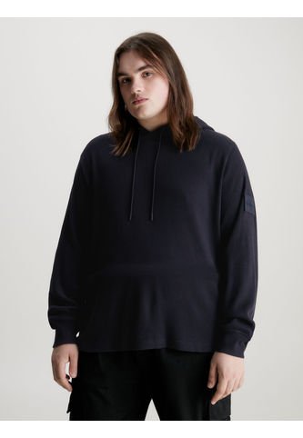 Buzo Gofrada Con Gorro De Algodón Insignia Hombre Negro Calvin Klein Calvin Klein