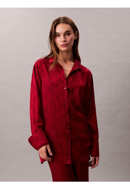 Camisa Multicolor De Pijama De Satén Con Estampado Calvin Klein