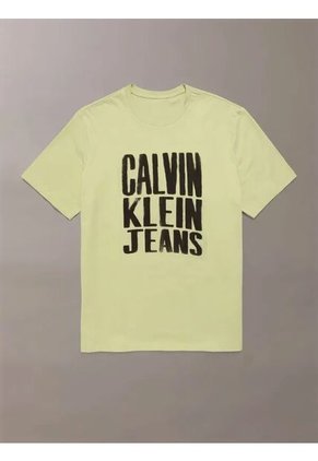 Camiseta Verde Stacked Graphic Crewnec Calvin Klein