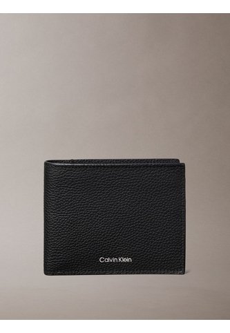 Billetera Negra Plegada Con Logo Grabado Calvin Klein Calvin Klein