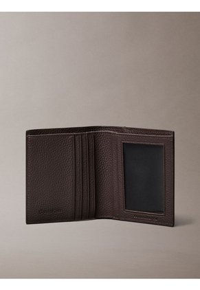 Billetera Negra Plegada Slim Con Logo Grabado Calvin Klein