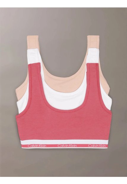 Pack Rosado De 3 Sujetadores Varsity De Algodón Stretch Calvin Klein