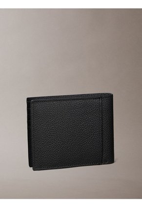 Billetera Negra Plegada Con Logo Grabado Calvin Klein