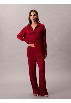 Pantalón Multicolor De Pijama De Satén Brillante Con Estampado Calvin Klein