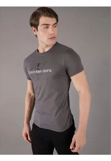 Camiseta Gris Seasonal Con Logo Calvin Klein