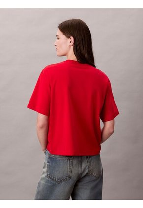 Camiseta Roja De Manga Corta Con Logo Bordado En 3D Calvin Klein