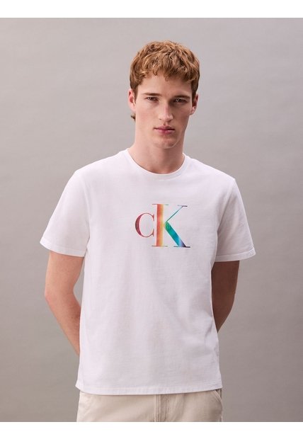 Camiseta Blanca Con Monograma Arcoíris - Pride Calvin Klein
