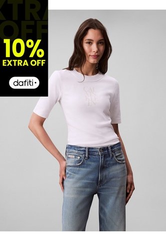 Camiseta Blanca De Algodón Con Logotipo Calvin Klein Calvin Klein