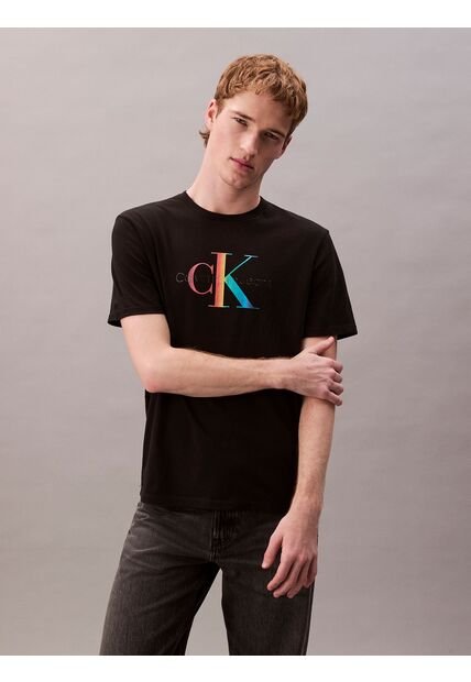Camiseta Negra Con Monograma Arcoíris - Pride Calvin Klein