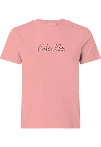 Camiseta Beige Classic Con Logo Calvin Klein