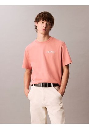 Camiseta Rosada Con Logo Bordado Calvin Klein