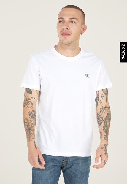 Camiseta x2 Taupe-Blanco Calvin Klein