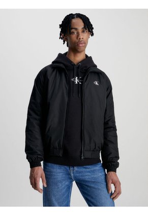 Chaqueta Bomber De Poliéster Reciclado Hombre Negro Calvin Klein