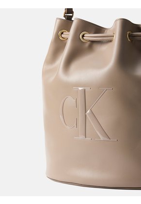 Bolso Beige Saco Con Logo Monograma Grabado Calvin Klein
