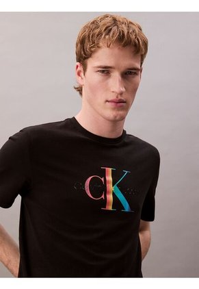 Camiseta Negra Con Monograma Arcoíris - Pride Calvin Klein