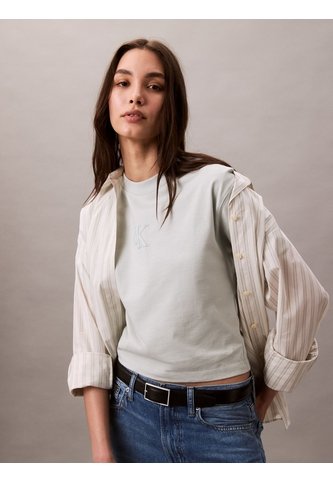 Camiseta Verde Cropped Con Monograma Calvin Klein Calvin Klein