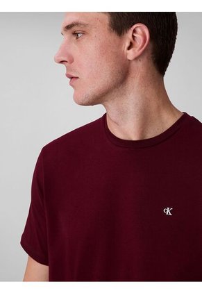 Camiseta Negra De Algodón Con Monograma Bordado Calvin Klein