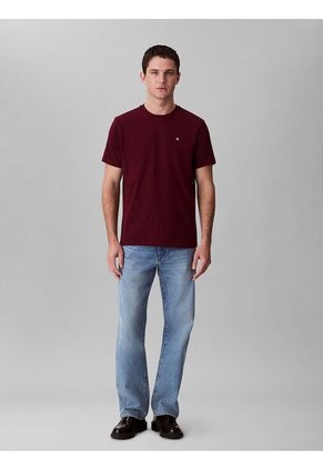 Camiseta Negra De Algodón Con Monograma Bordado Calvin Klein