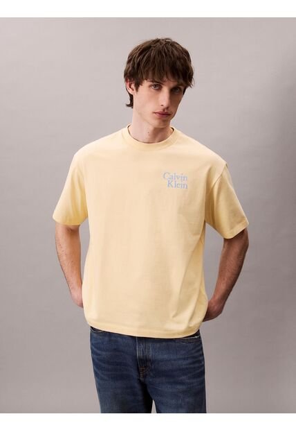 Camiseta Amarilla Holgada Con Logo Gráfico Con Letras Calvin Klein